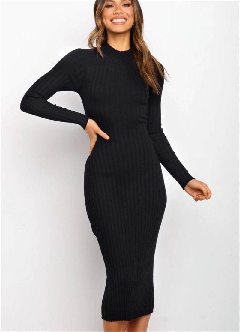 New Style Women's Suits Sweater Dresses Women's Solid Color Backless Bow Tight Dresses - Velora