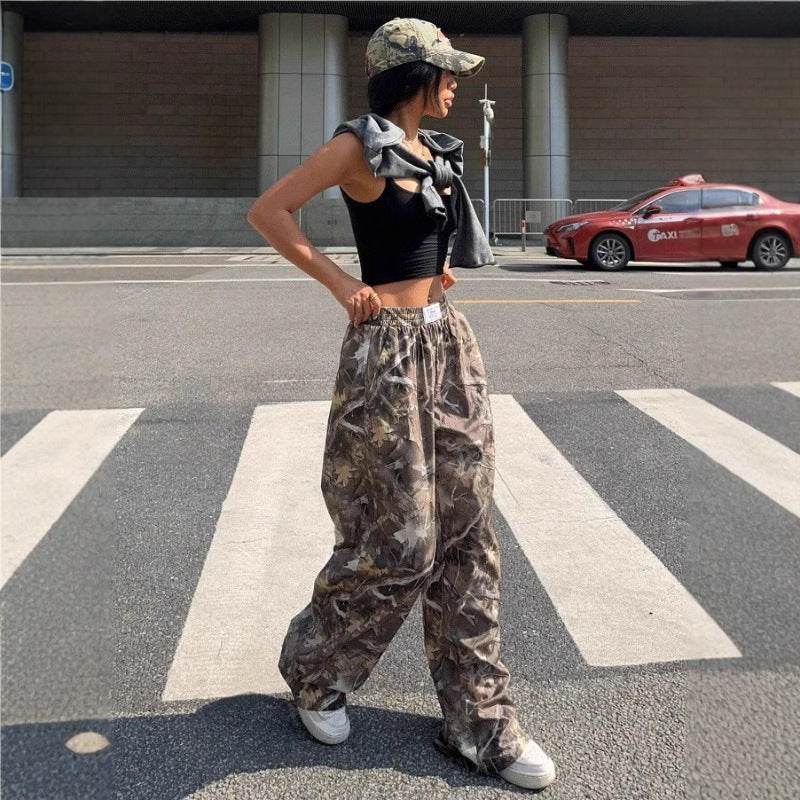 Slimming Casual Pants Hip Hop Retro Street Multi-pocket Camouflage Cargo Pants For Women Y2k Hip-hop Cargo Grunge Baggy Trousers - Velora