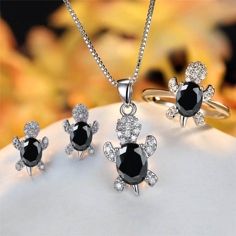 Fashion Oval Zircon Pendant Turtle Shape Necklaces With Rainbow Stone Multicolor Animal Necklace Jewelry For Woman And Children - Velora
