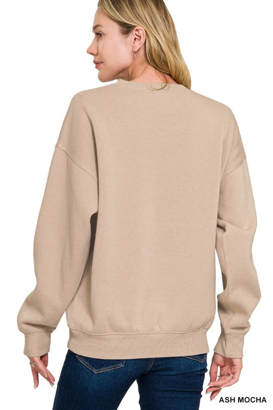 Zenana Fleece Crewneck Long Sleeve Sweatshirt - Velora