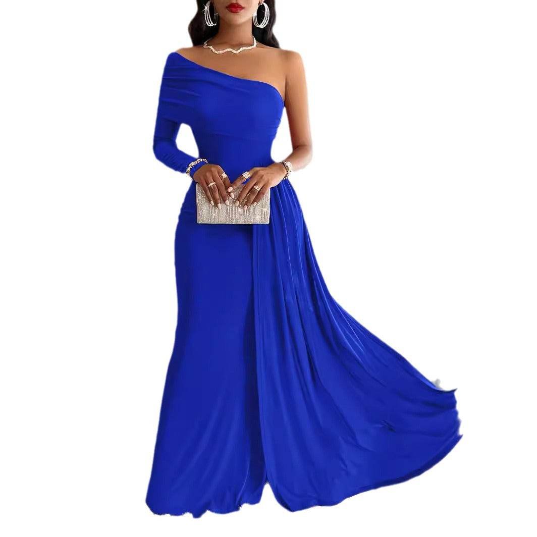 European And American Sloping Shoulder Dress - Velora