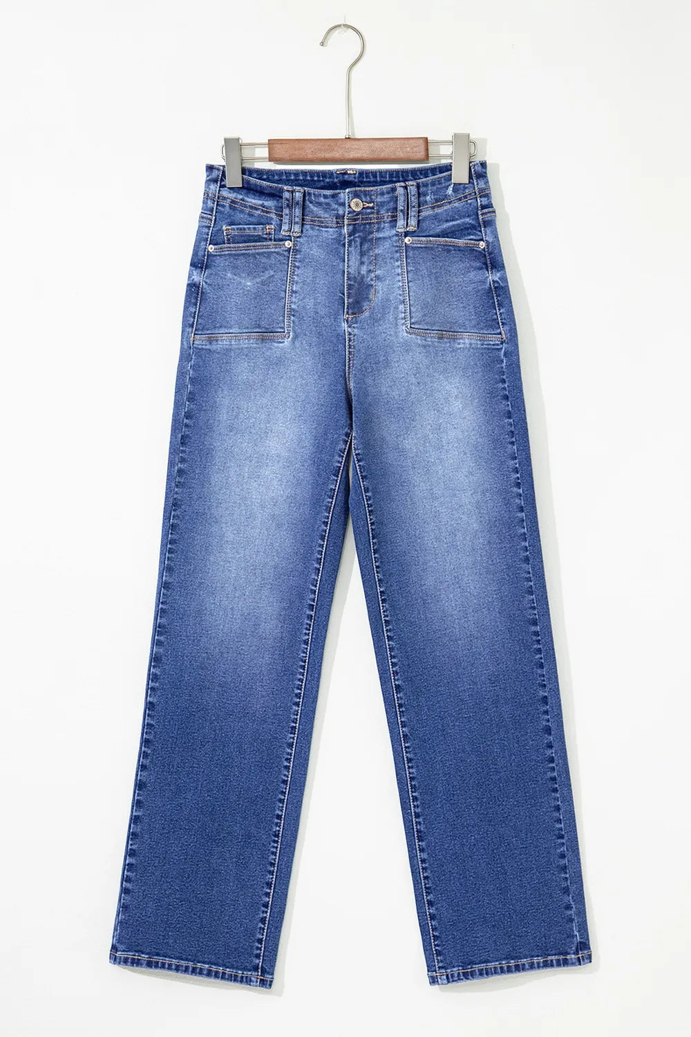 High-Waisted Wide-Leg Vintage Wash Jeans - Velora