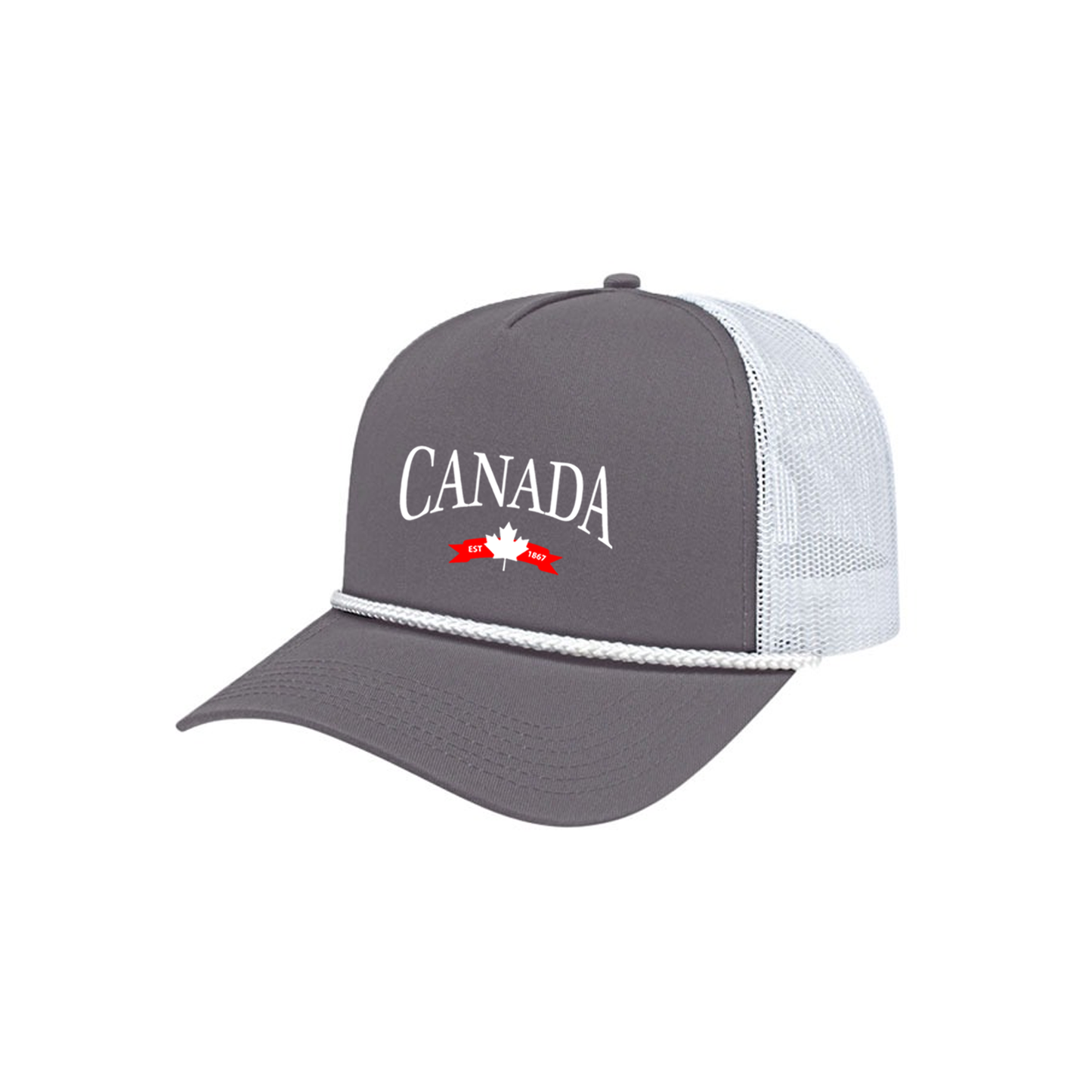 CANADA VARSITY EMBROIDERED ROPE TRUCKER CAP - Velora