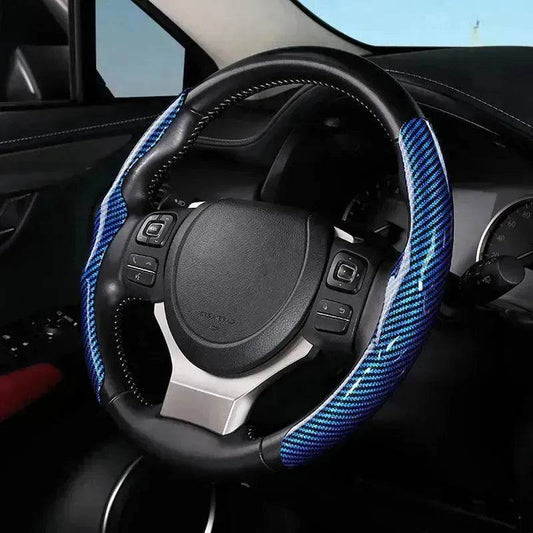 Car Carbon Fiber Pattern Glossy Car Steering Wheel Cover - Velora