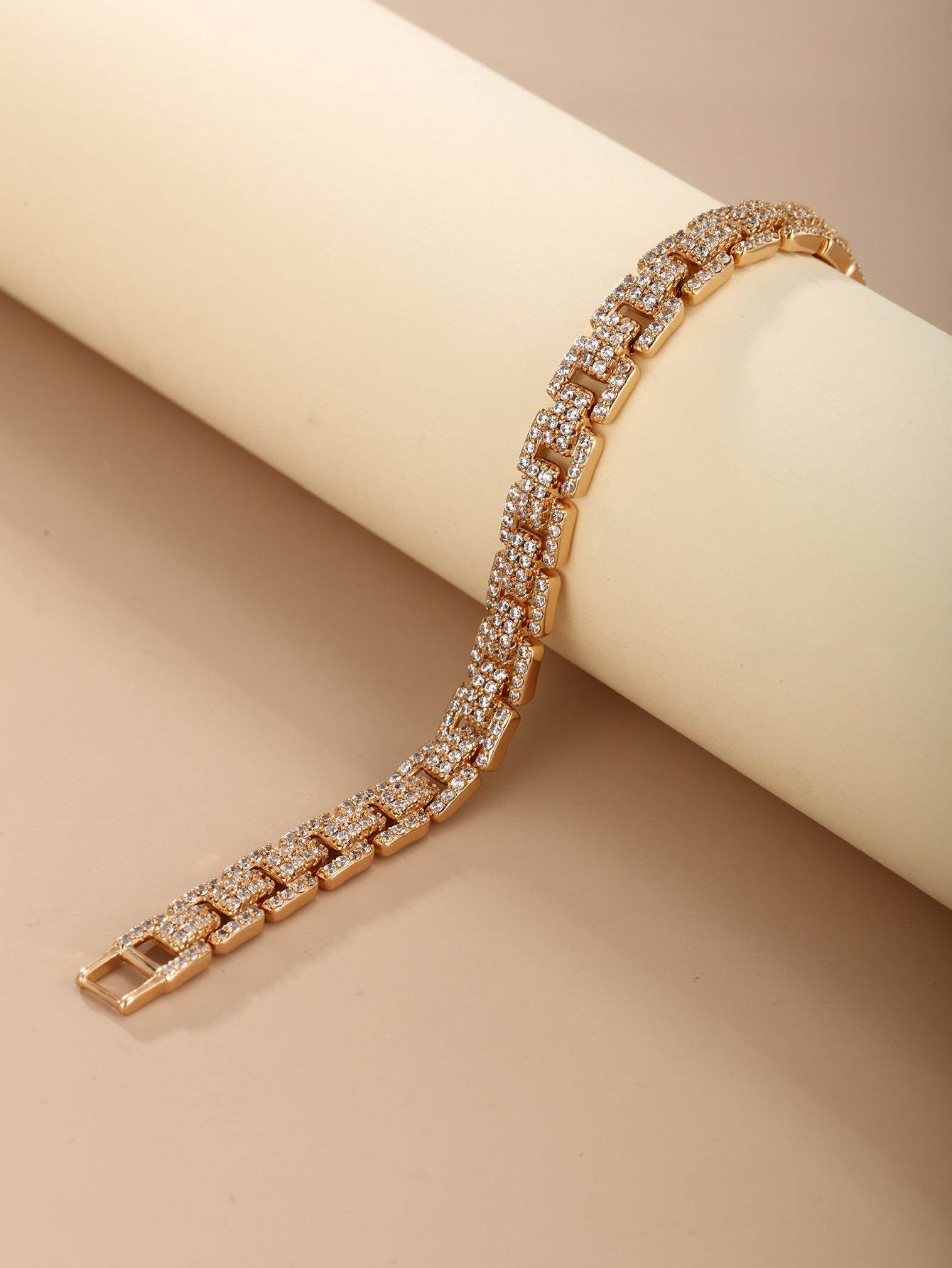 European And American Metallic Light Luxury Inlaid Zirconium Bracelet Personality Simple - Velora