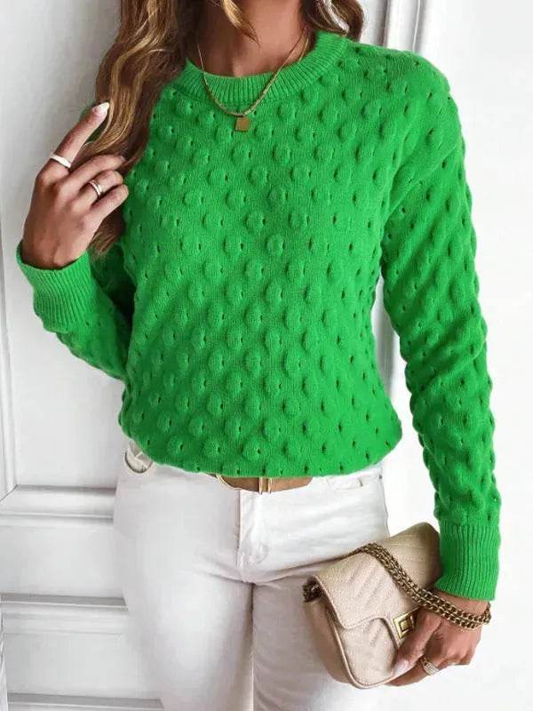 Pullover Round Neck Long Sleeves Knitwear Cashmere sweater Top women - Velora