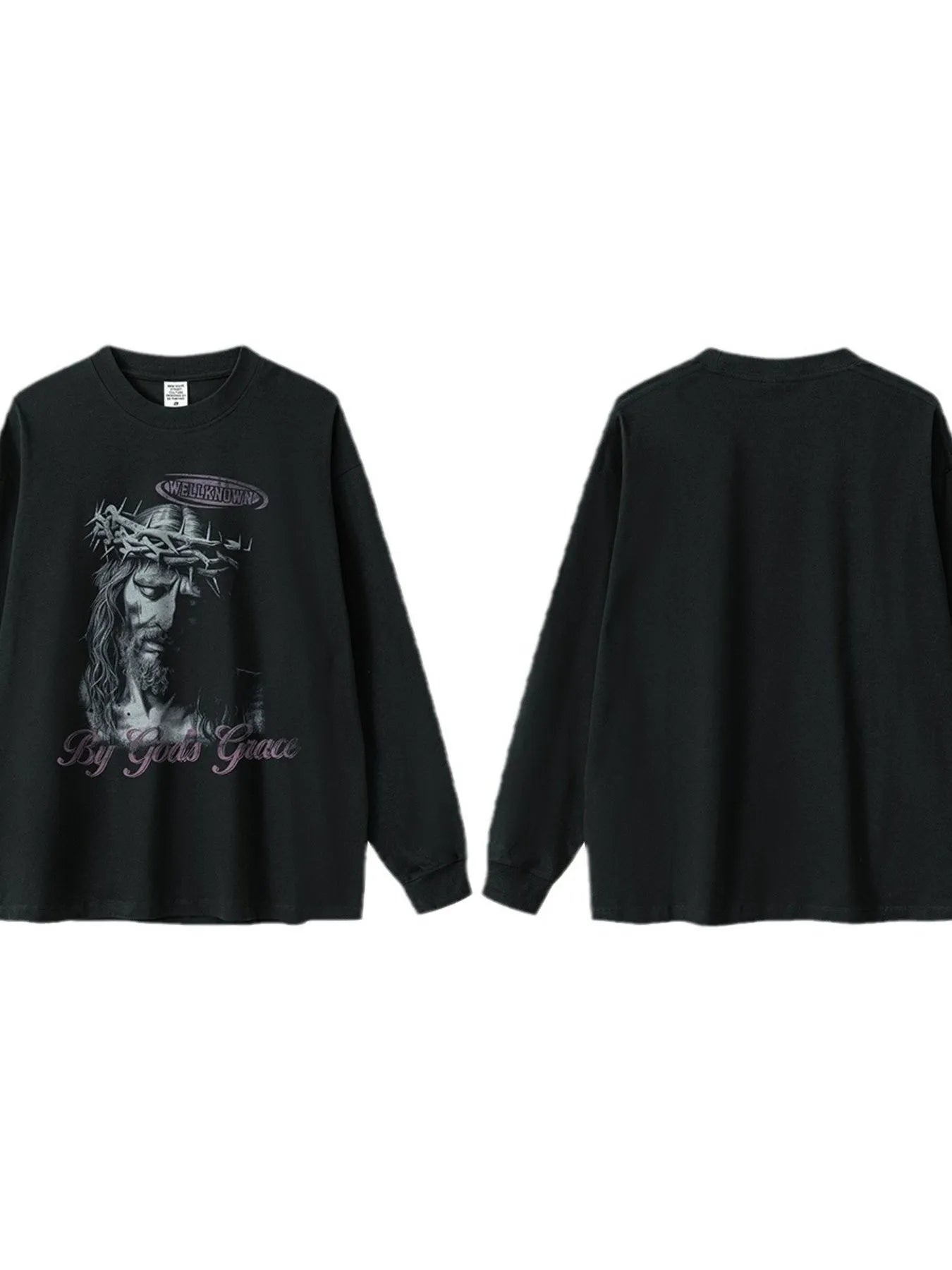 Men's Graphic Round Neck Long Sleeve T-Shirt - Velora