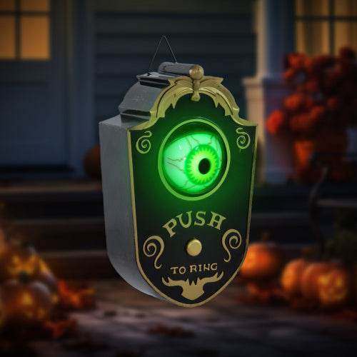 HOMCOM 7.1 Halloween Decoration, Animatronic Doorbell With Simulation Light-up Eyeball, Sound And Motion Activated Animated Prop W Piercing Doorbell Sound - Velora
