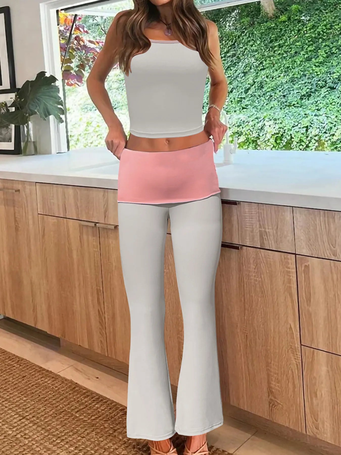 Contrast Trim Tank and Pants Active Set - Velora