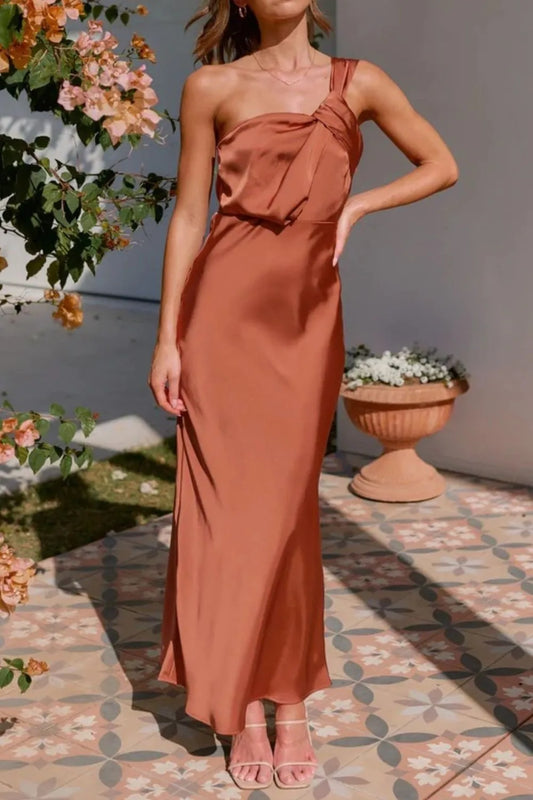 One Shoulder Sleeveless Maxi Dress - Velora