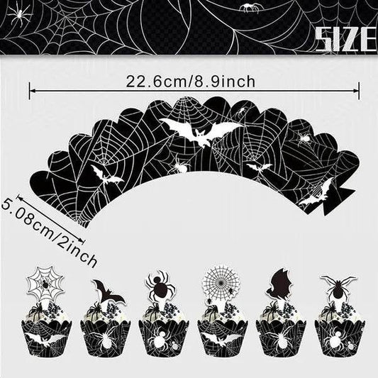 3 Tier Halloween Cupcake Stand Black Spider Web Cardboard Cupcake Stand Spider Bat Cupcake Toppers Halloween Cupcake Holder Tower For Halloween Birthday Party Supplies - Velora