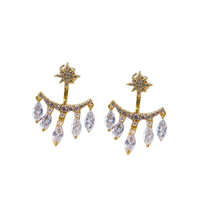 New Retro Eight Awn Star Zircon Earrings Fashion Pendant Stud Earrings Women's High Jewelry Party Gift - Velora