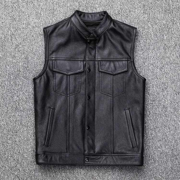 Vest Vest Button Motorcycle Motor Bike Casual Leather Waistcoat Plus Size - Velora