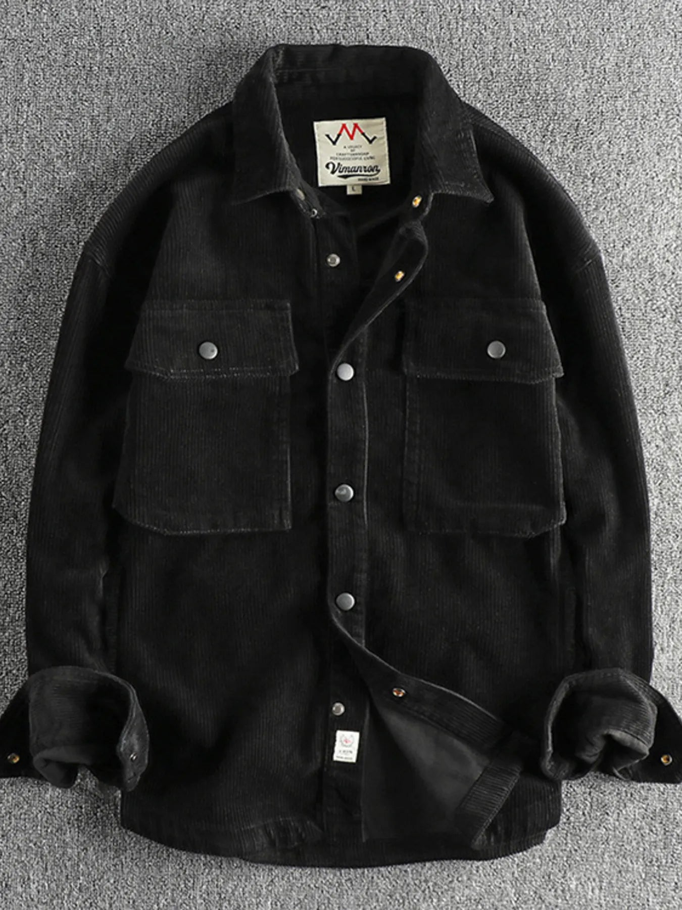 Men's Plus Size Corduroy Button Up Long Sleeve Jacket - Velora