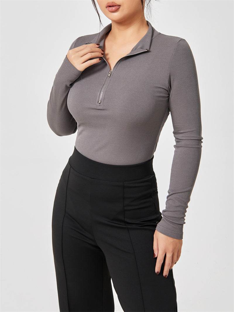 Fashion Long Sleeve Zipper Jumpsuit Seamless Slimming Shapewear For Women Romper - Velora