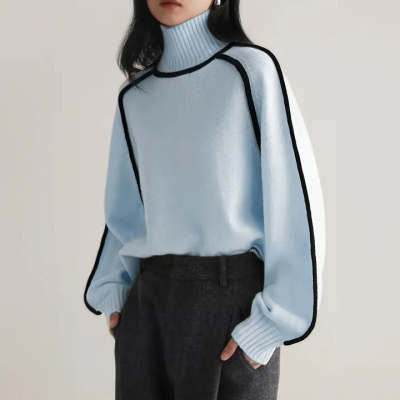 Autumn And Winter Half Turtleneck Three-dimensional Casual Loose Pullover Knitted Sweater Fashion Knit Top Outerwear - Velora