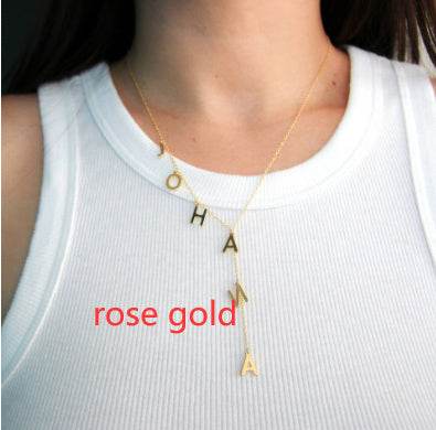 Lariat Y Name Necklace Lariat Name Necklace Dainty Name Necklace Bubble Letters Necklace For Women - Velora
