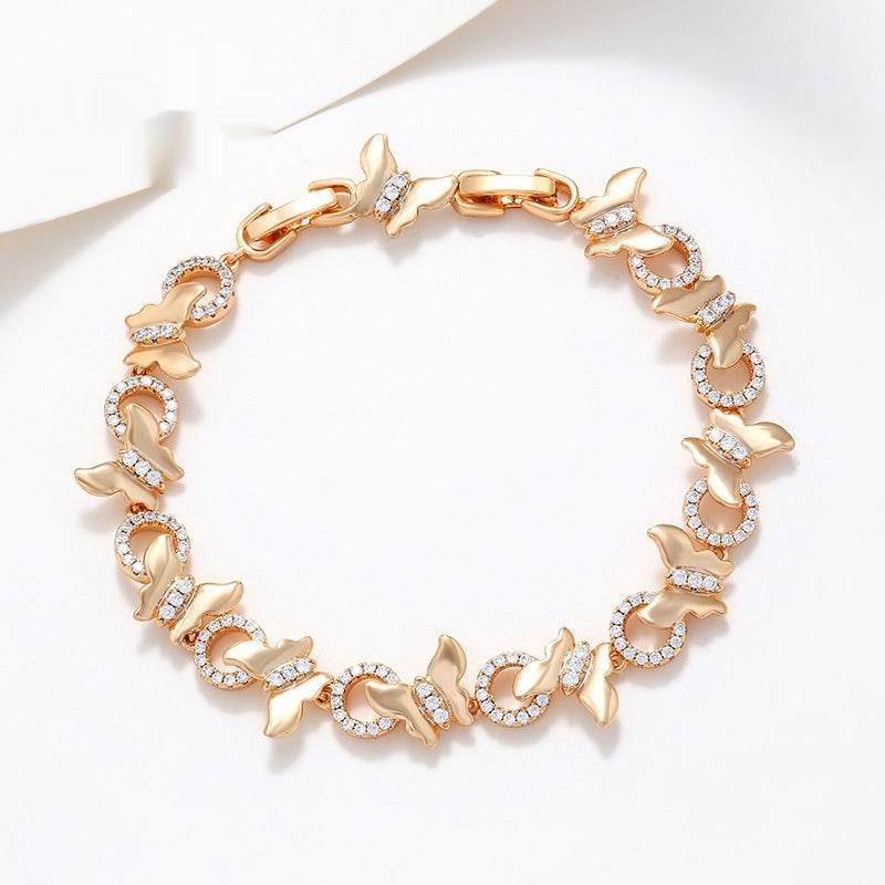 Copper Inlaid Zircon Smart Butterfly Stitching Bracelet European And American High-grade Bracelet - Velora