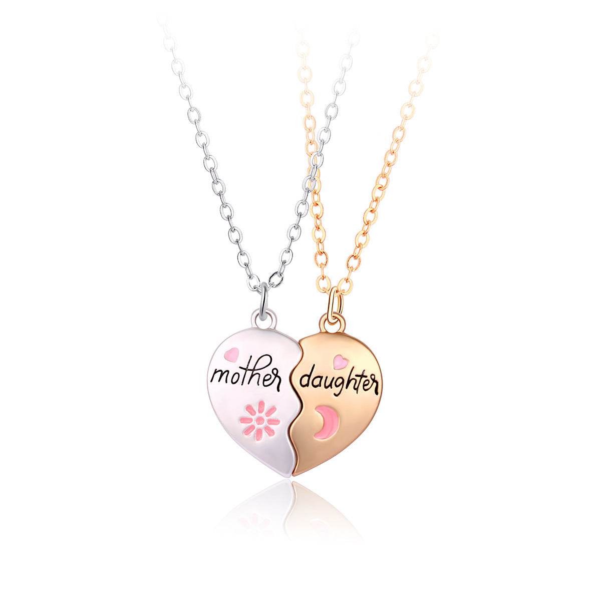 2PCS Set Jewelry Mother Daughter Necklace Matching Heart Magnetic Pendant Fashion Gifts For Mother's Day - Velora