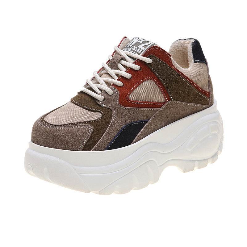 Thick-soled Sponge Cake Heightening Sneakers - Velora