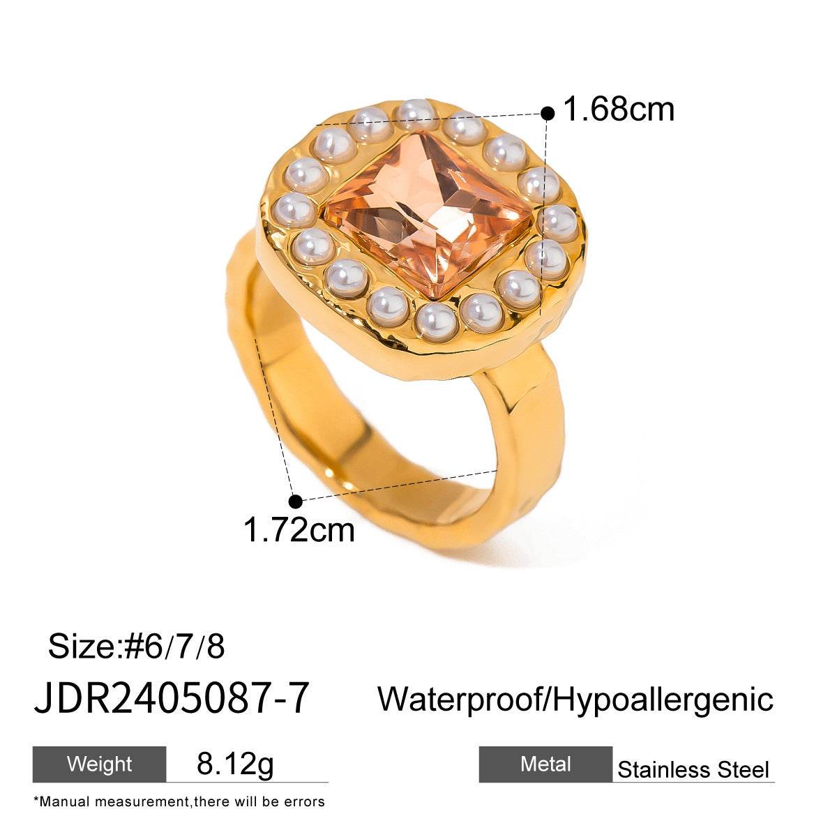 European And American Stainless Steel Pearl Eye-catching Ring High-grade Ins - Velora