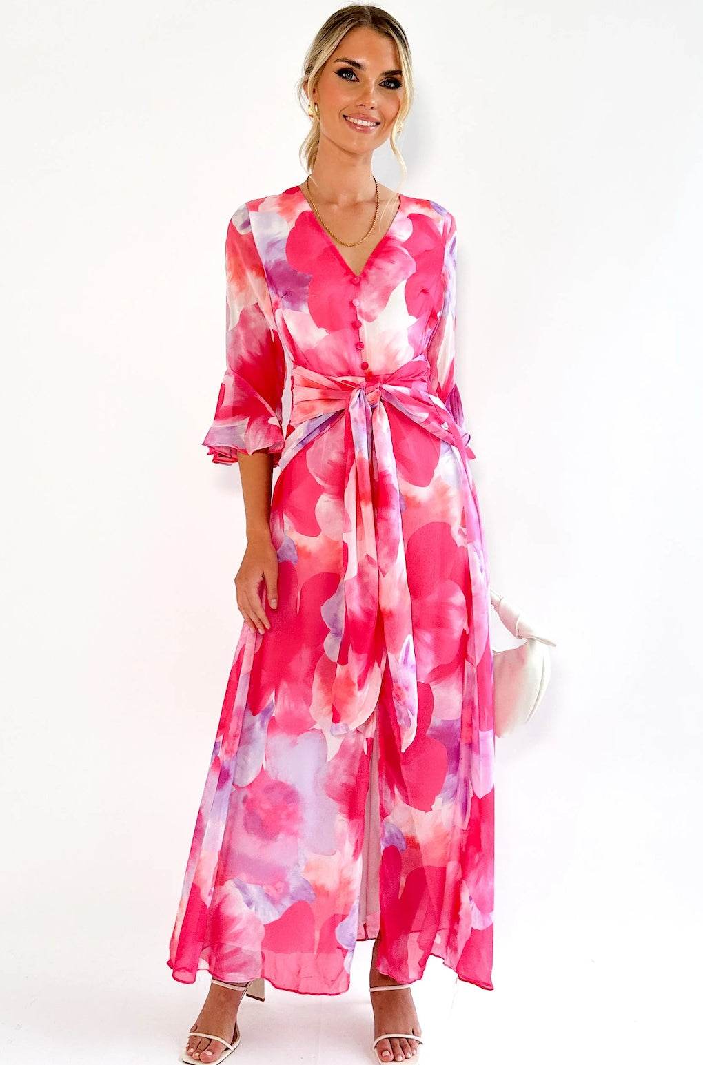 Autumn Women's Elegant Elegant Homewear Printed Crease Dress - Velora