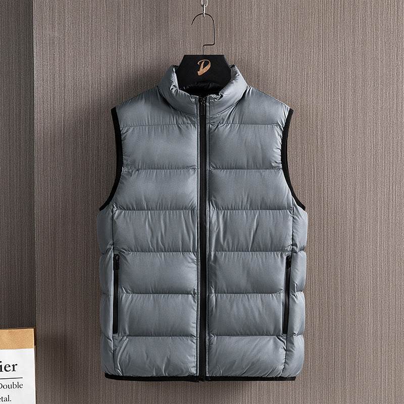Men's Fashionable Handsome Warm Solid Color Cotton Vest Stand Collar - Velora