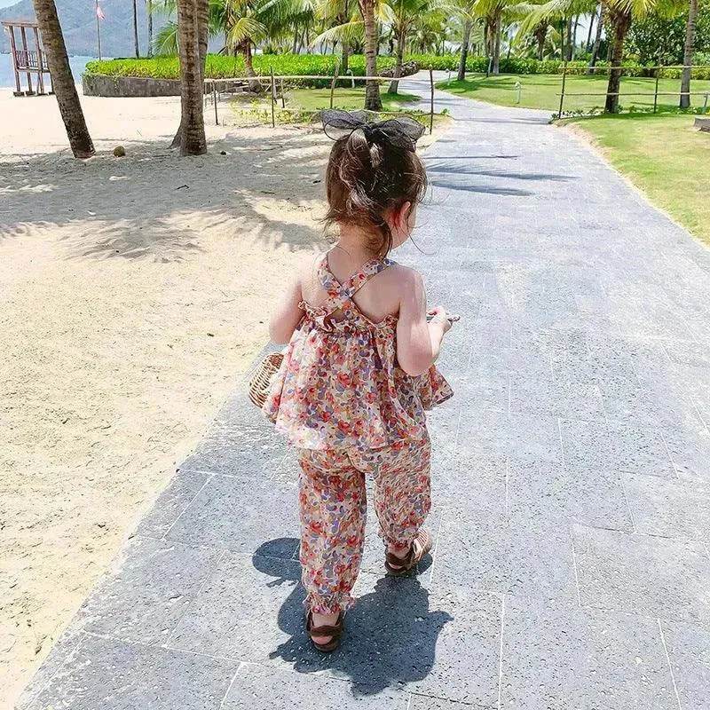 Chiffon vest trousers children's clothing summer new Baby Girl Cloth set - Velora