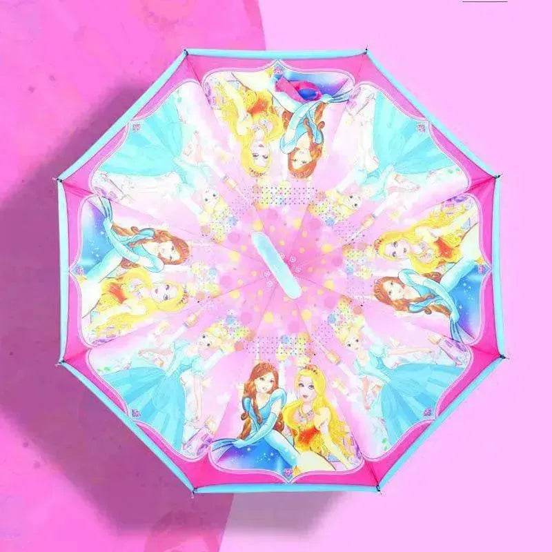 Children's Colorful Handle Reverse Umbrella Set Baby Cartoon Umbrella - Velora