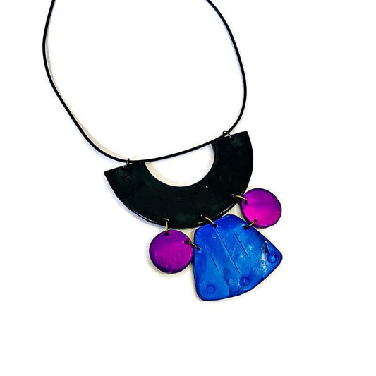 Chunky Art Deco Jewelry Set in Black, Blue Purple - Velora Luxury Fashion