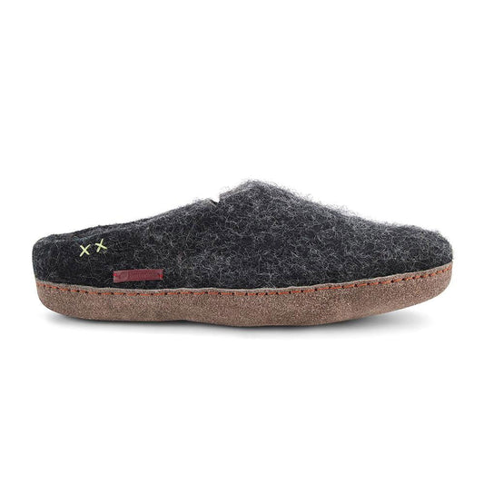 Classic Slipper - Black with Leather - Velora Luxury Fashion