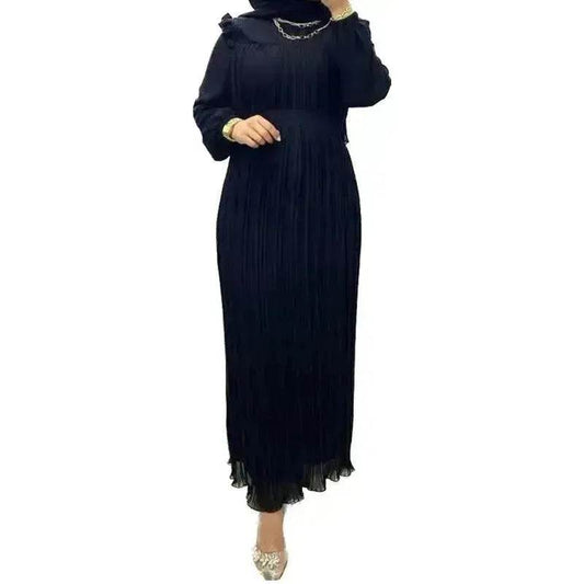 Classy Solid Color Turtleneck With Loose Abaya Dress for Arab Dubai Turkey Middle East Women - Velora