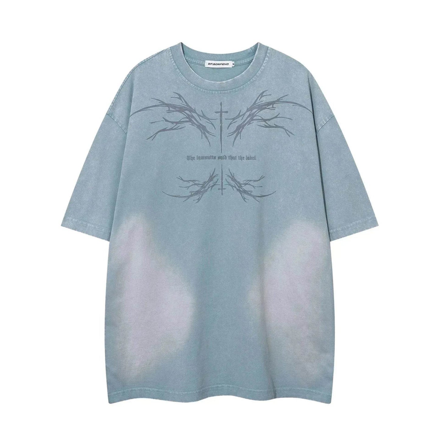 Color-contrasting Pattern Printed Short Sleeved T-shirt - Velora