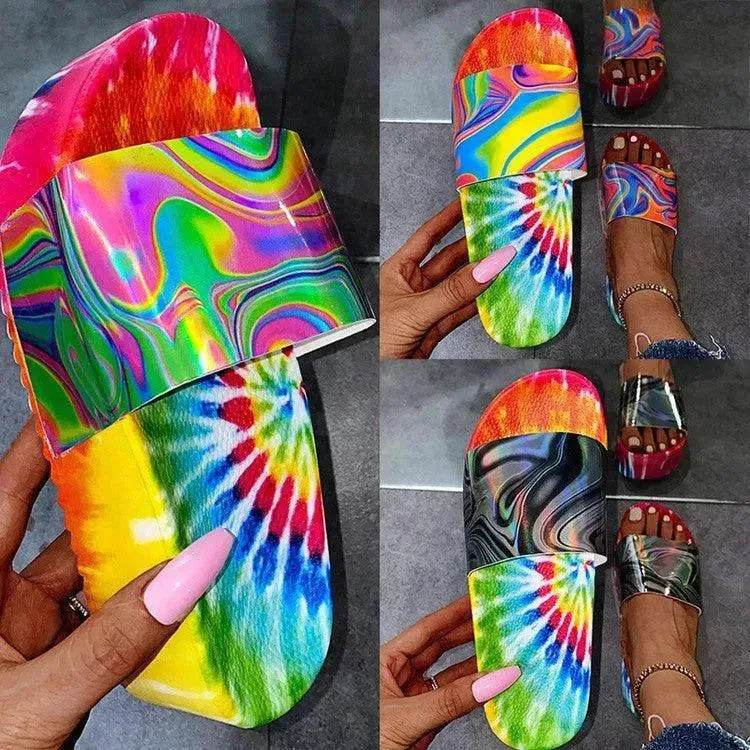 Color Printing Plus Size Slippers Women Platform Sandals And Slippers Beach Shoes Women - Velora
