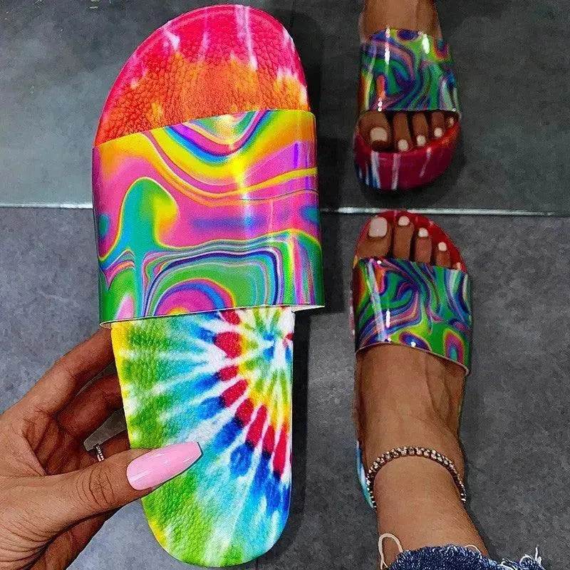 Color Printing Plus Size Slippers Women Platform Sandals And Slippers Beach Shoes Women - Velora