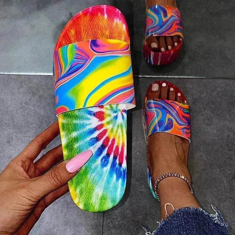 Color Printing Plus Size Slippers Women Platform Sandals And Slippers Beach Shoes Women - Velora