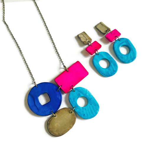 Colorful Geometric Jewelry Set Handmade - Velora Luxury Fashion