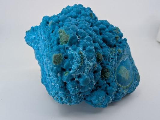 Congo Chrysocolla with Malachite – Botryoidal Specimen with Exposed Veins & Growth Rings (434g)