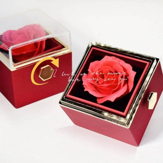 Rotating Soap Flower Rose Gift Box Creative Rotating Rose Jewelry Packaging Box Valentine's Day Gift For Women - Velora