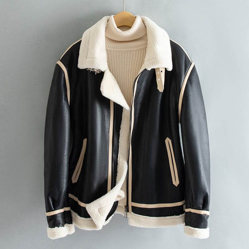 Fleece-lined Thickened Lapel Jacket - Velora