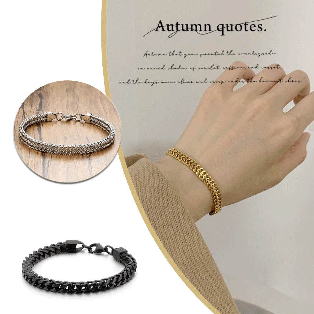 18K Gold Thick Hemp Flowers High-grade Exquisite And Versatile Personality Chain Titanium Steel Bracelet For Men Women Jewelry Gift - Velora