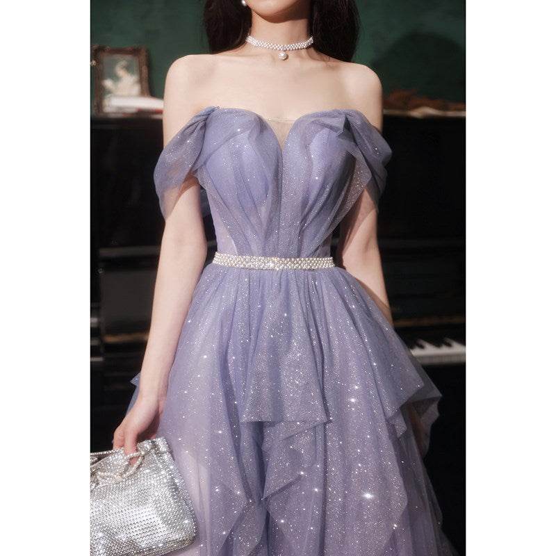 Banquet Evening Purple Annual Meeting Host Performance Dress - Velora