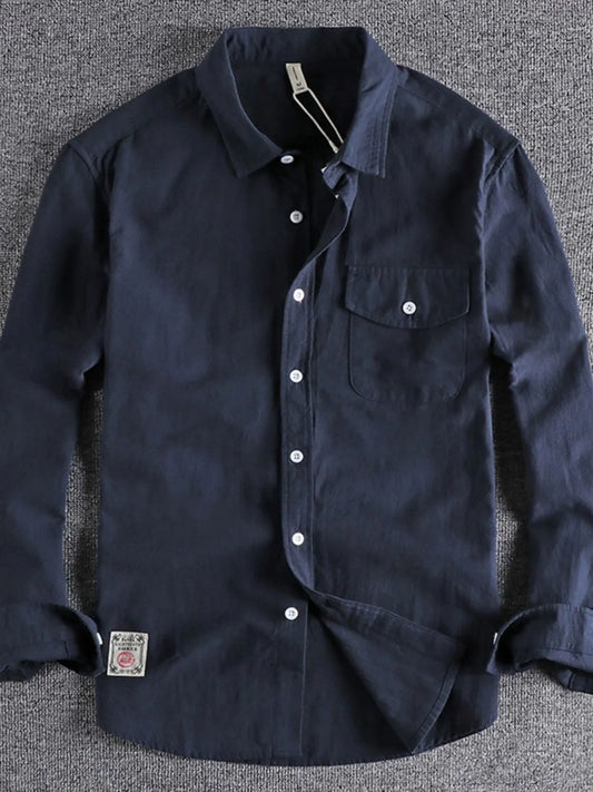 Men's Plus Size Button Down Long Sleeve Shirt - Velora