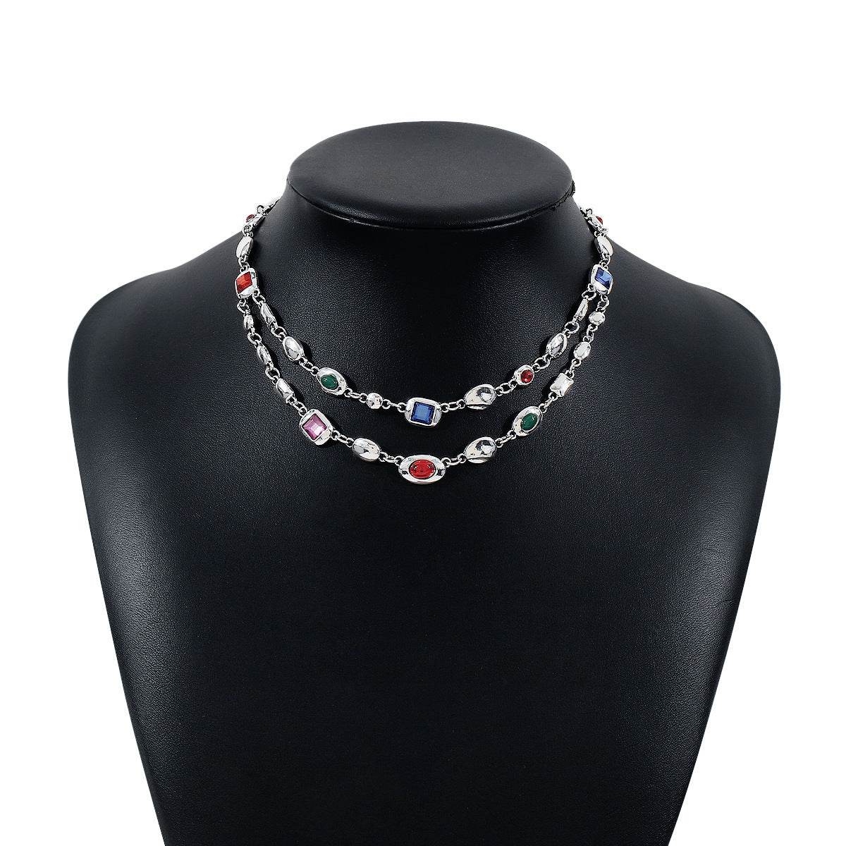 Ethnic Style Diamond Double-layer Necklace - Velora