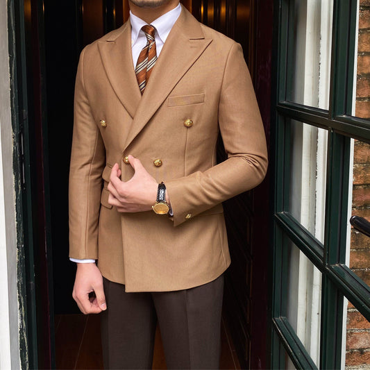 Business And Leisure Double Row British Blazer Jacket Men's Retro Suit - Velora