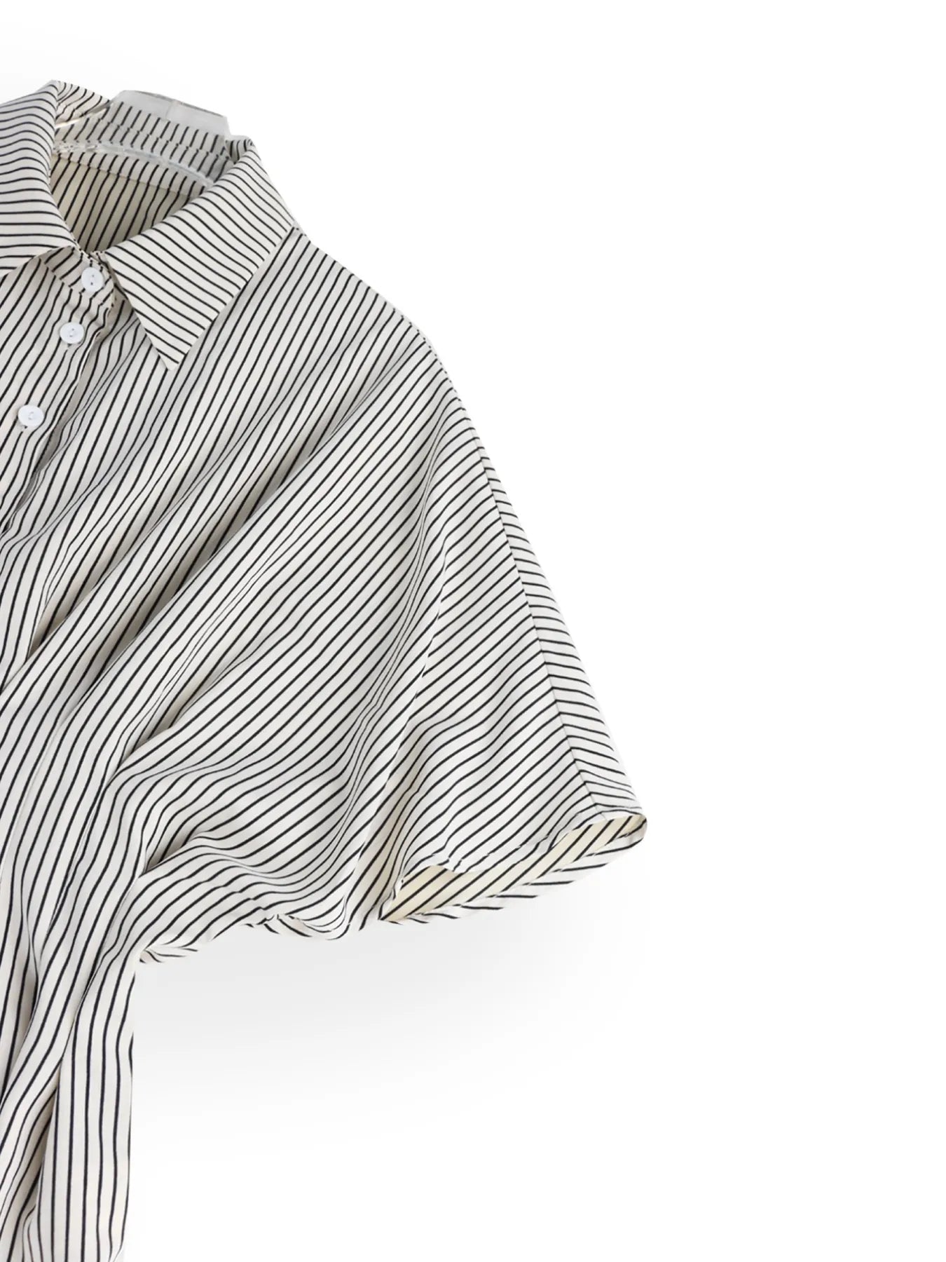 Striped Short Sleeve Button-Up Shirt - Velora