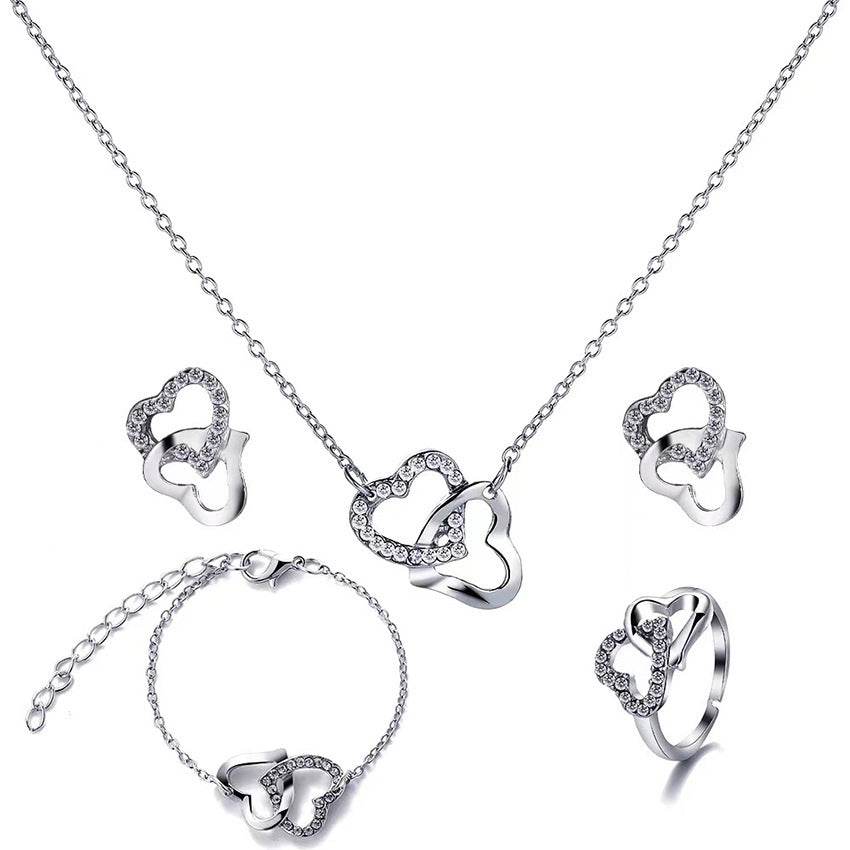 5PCS Fashion Butterfly Pendants Necklace Earrings Ring Bracelet Sets For Women Jewelry Set Bridal Wedding Jewelry Gift - Velora