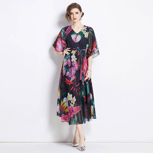 Gentle Elegant Tencel Skirt Elegant Drape Printing - Velora