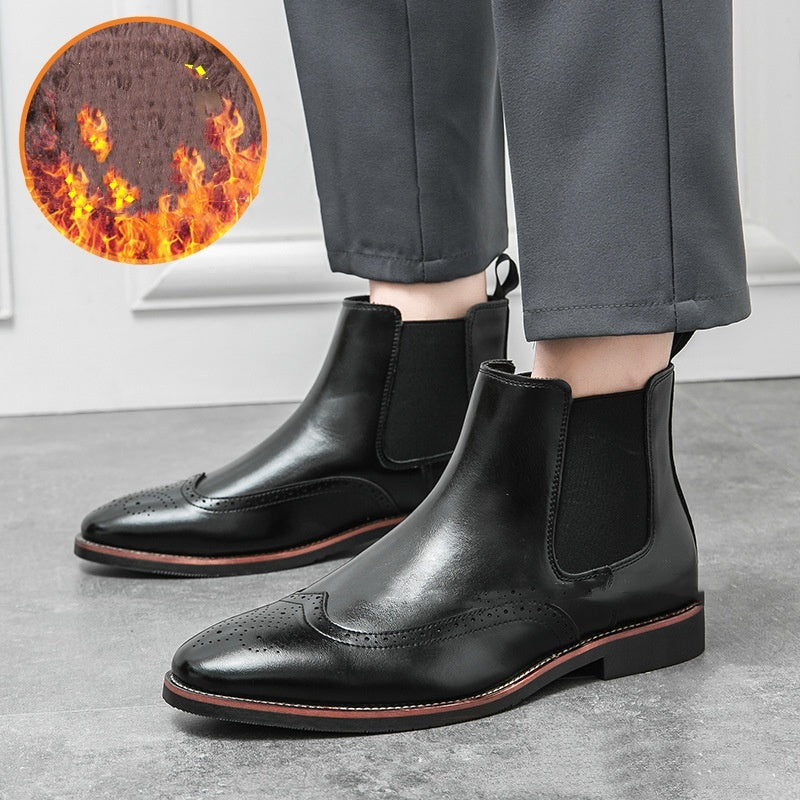 Autumn And Winter Fleece-lined Men's Plus Size Fashion Short Boots Velora