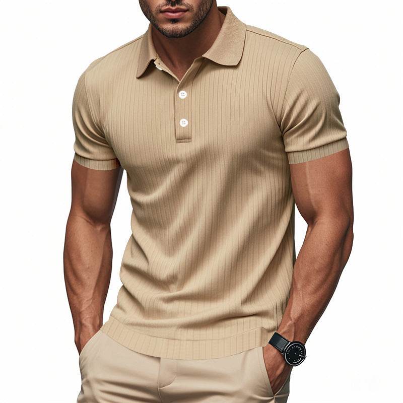 Sunken Stripe Quick-drying Ice Silk Short Sleeve - Velora